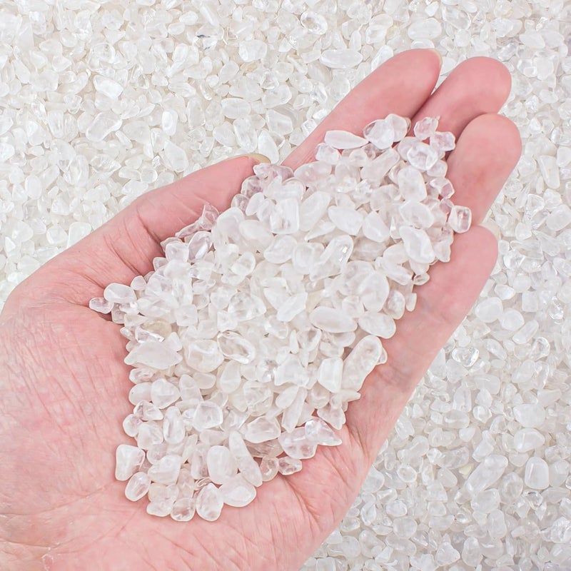 EZEELAI 0.5 Lb/230g Clear Quartz Crystal Stone Chips Bulk, Tumbled Healing Crystal Chips Natural Gemstones Crushed Stones Decorative Vase Fillers Aquarium Gravel Rocks, 3-5mm - Image 1